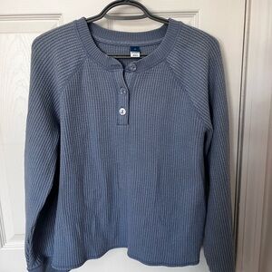 Old Navy’s Blue Waffle Knit Henley Sweater Size M